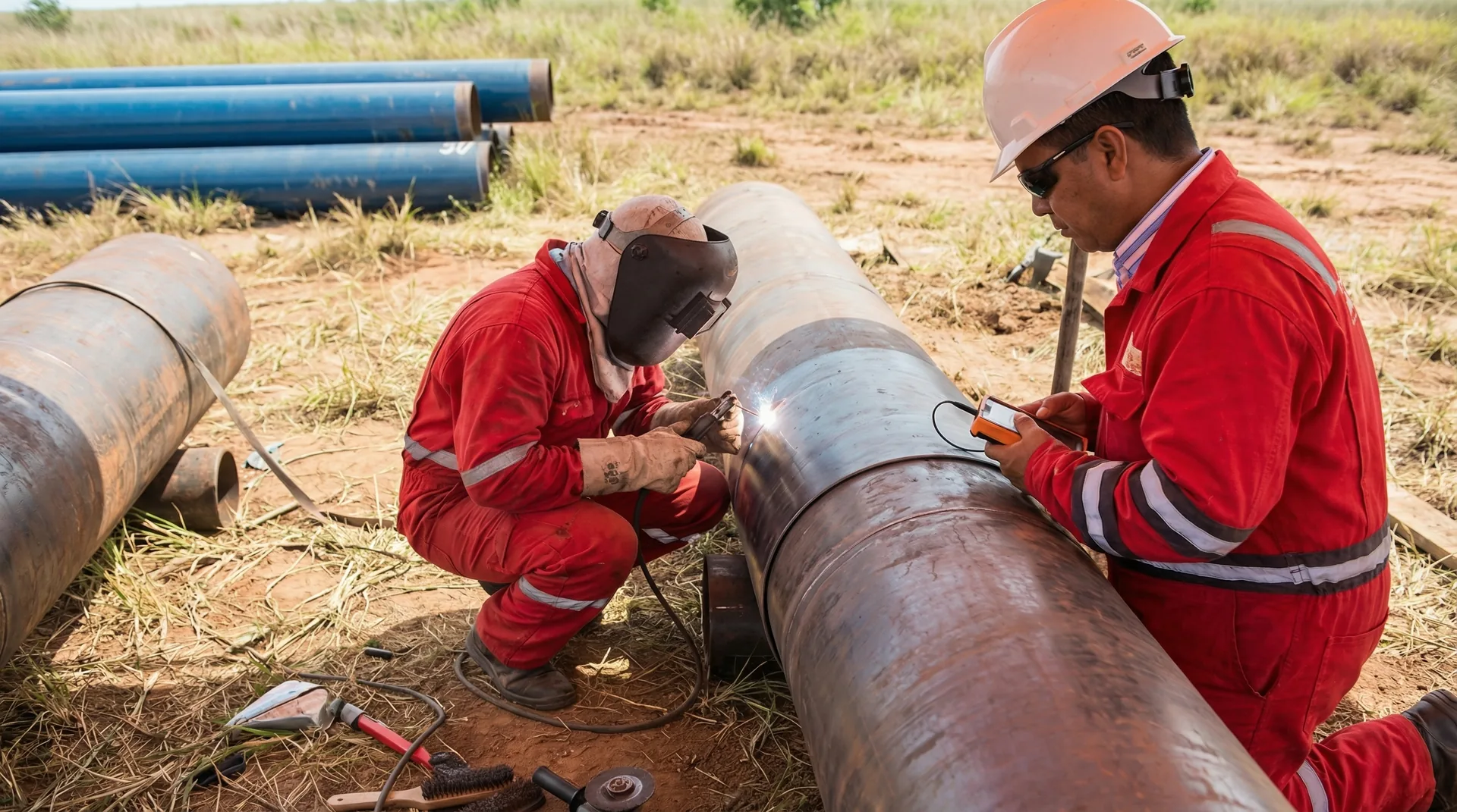 Instalación de refuerzos mecánicos en tuberías